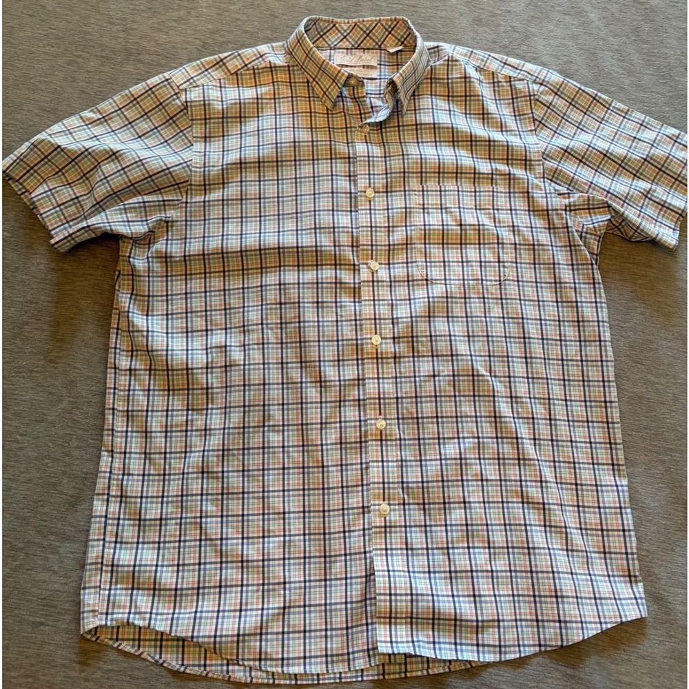 Roundtree & Yorke Gold Label Mens Plaid Short Sleeve Non-Iron Button Down Shirt